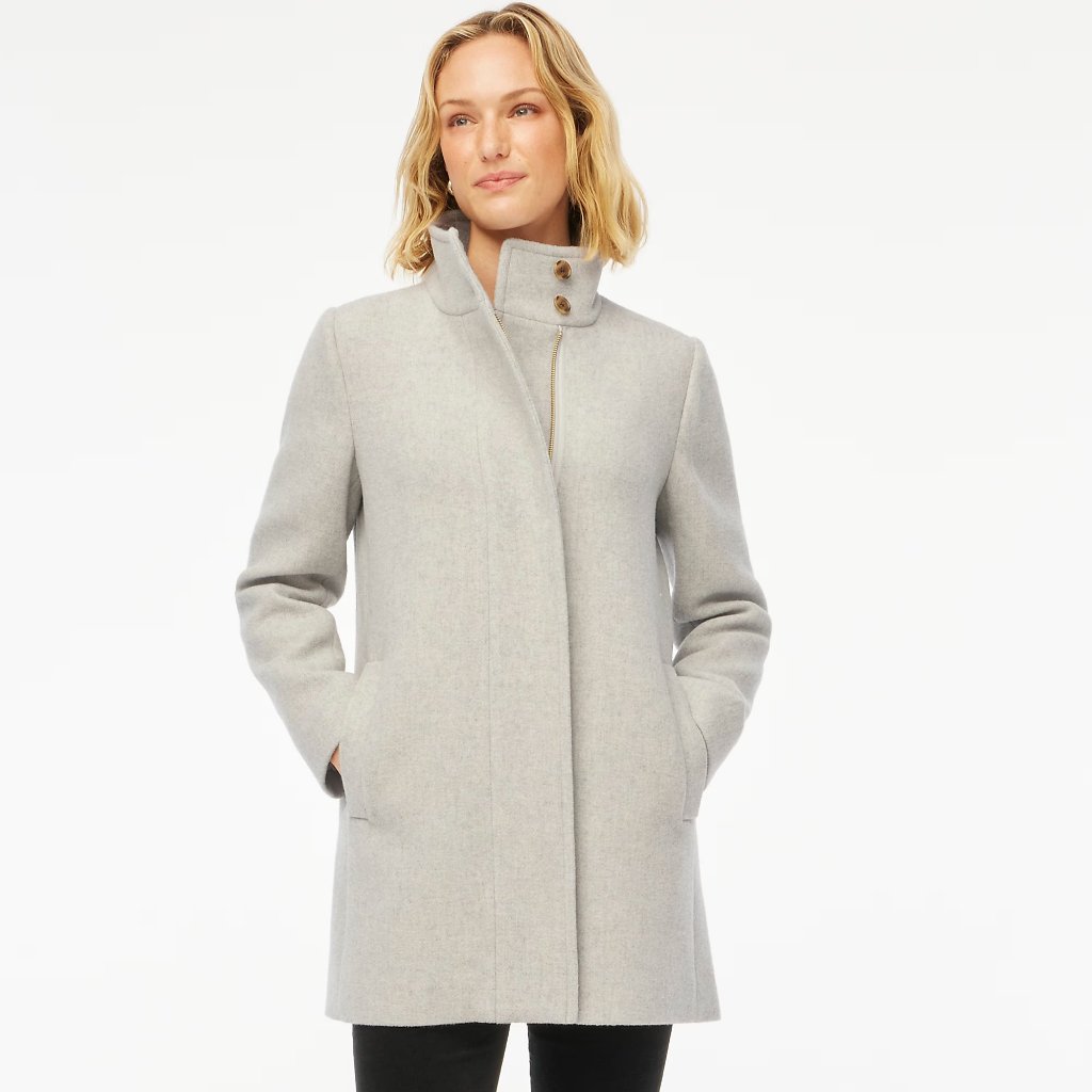 Nwt J Crew Factory Wool Blend Button Neck City Coat O Petite
